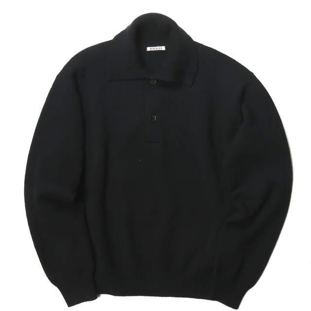 オーラリー AURALEE 19AW 日本製 HARD TWIST MERINO KNIT BIG POLO