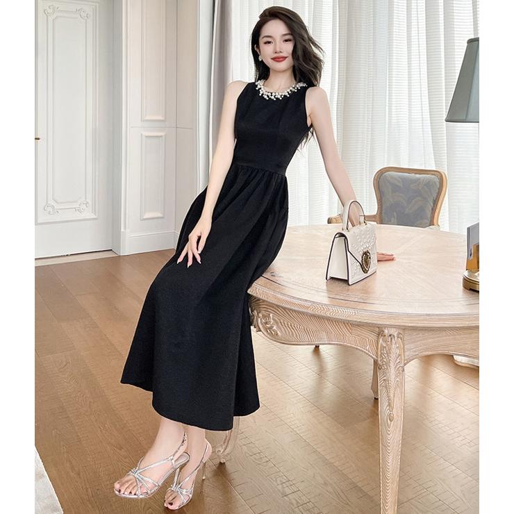 ノースリーブ ワンピース 黒 大きいサイズ レディース きれいめ 膝丈