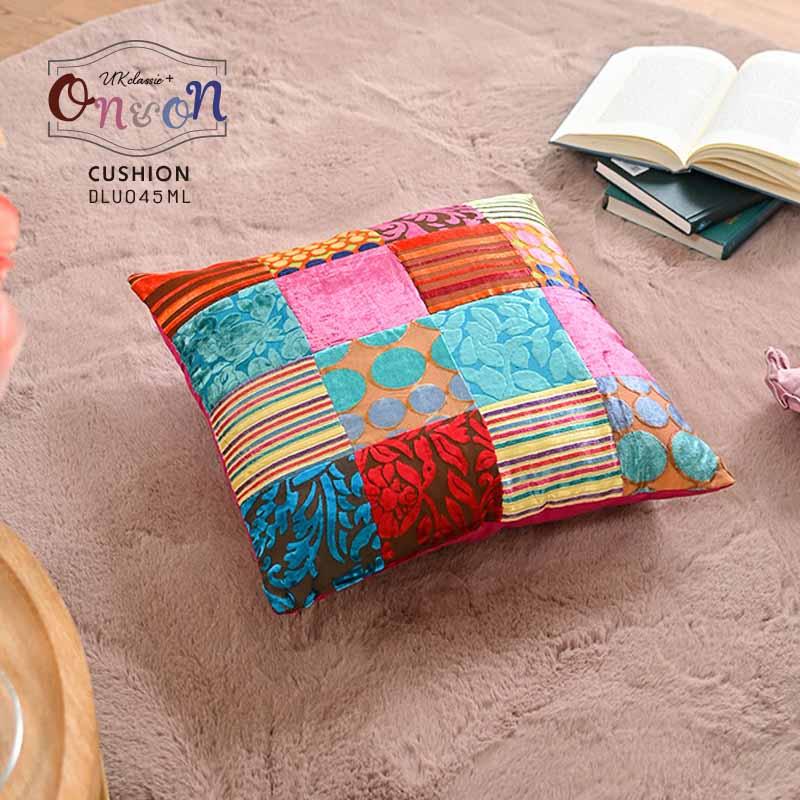 クッション おしゃれ 45×45cm角 正方形 北欧 パッチワーク 水玉