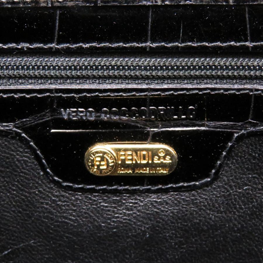 FENDI（フェンディ） 美品 クロコダイル ブラック ゴールド金具