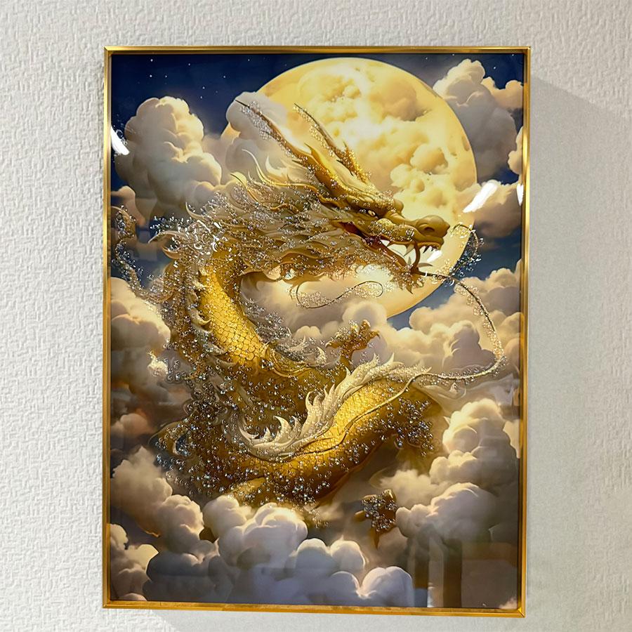 アートパネル クリスタル 水晶パネル 60×80 壁掛け絵 パネル 龍 絵画