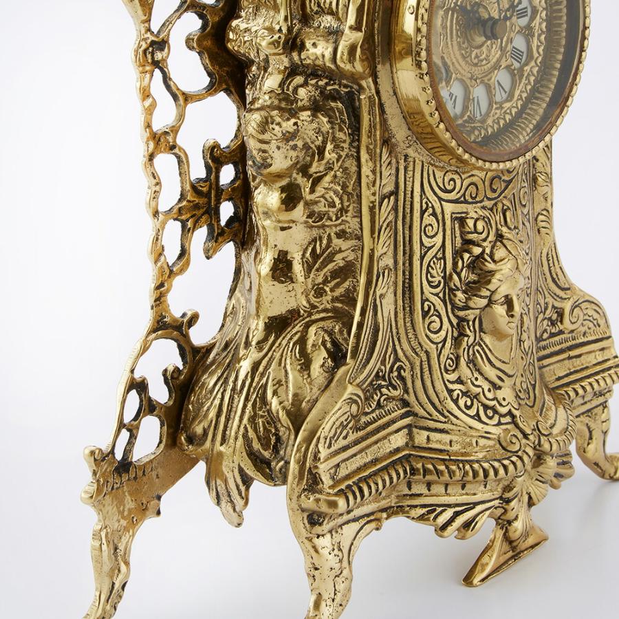 スペイン製 真鍮 置き時計 幅33cm / 金 ゴールド 時計 輸入雑貨