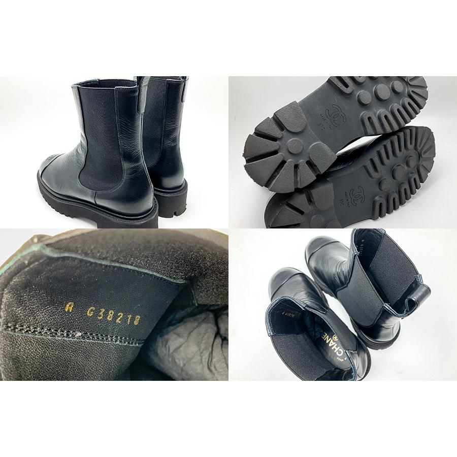 CHANEL シャネル サイドゴア ショートブーツ 黒 ブラック ココマーク