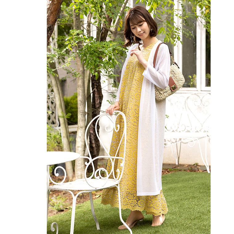 mimigrant ワンピース 2WAYマキシ丈ワンピース レース oplw6-080001