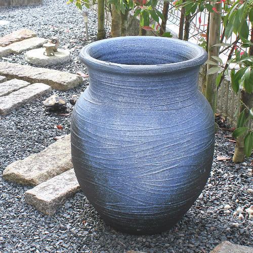 ポイント15倍]信楽焼 大きな 花瓶 青釉 かぶり 22号 おしゃれ 大壺