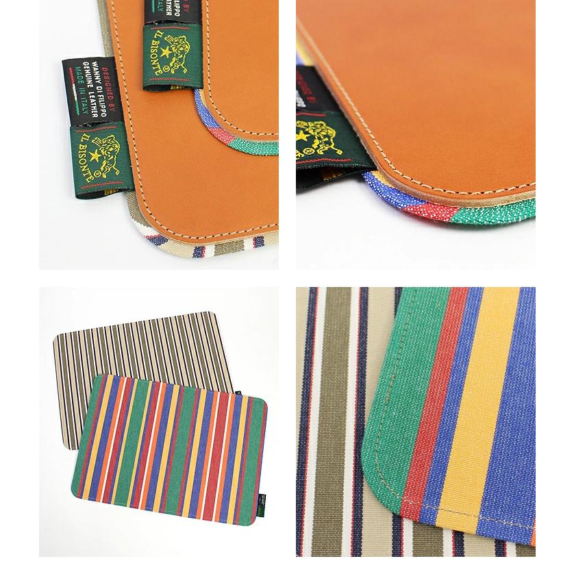 IL BISONTE（イルビゾンテ） 文房具 ストライプキャンバス×レザー