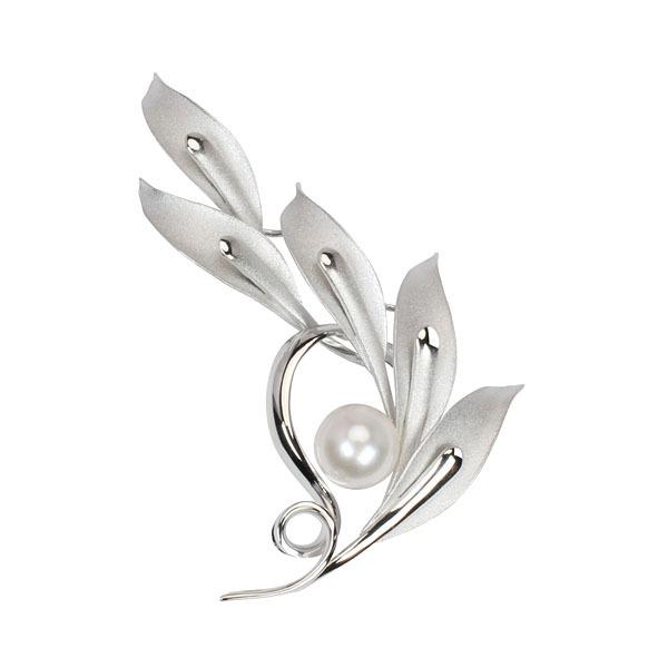 パール ブローチ 真珠 フォーマル 植物モチーフ あこや真珠 レディース