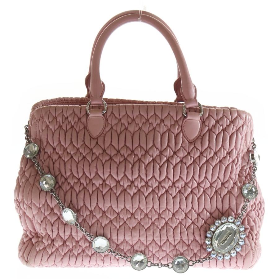 miumiu ミュウミュウ マテラッセ ナッパクリスタル ハンドバッグ