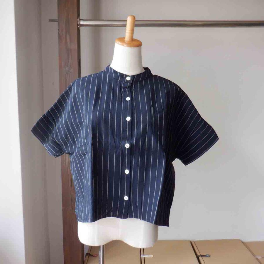 YAMMA ヤンマ 会津木綿スタンドカラーシャツ 半袖 縞 ASC-SH-SD 9