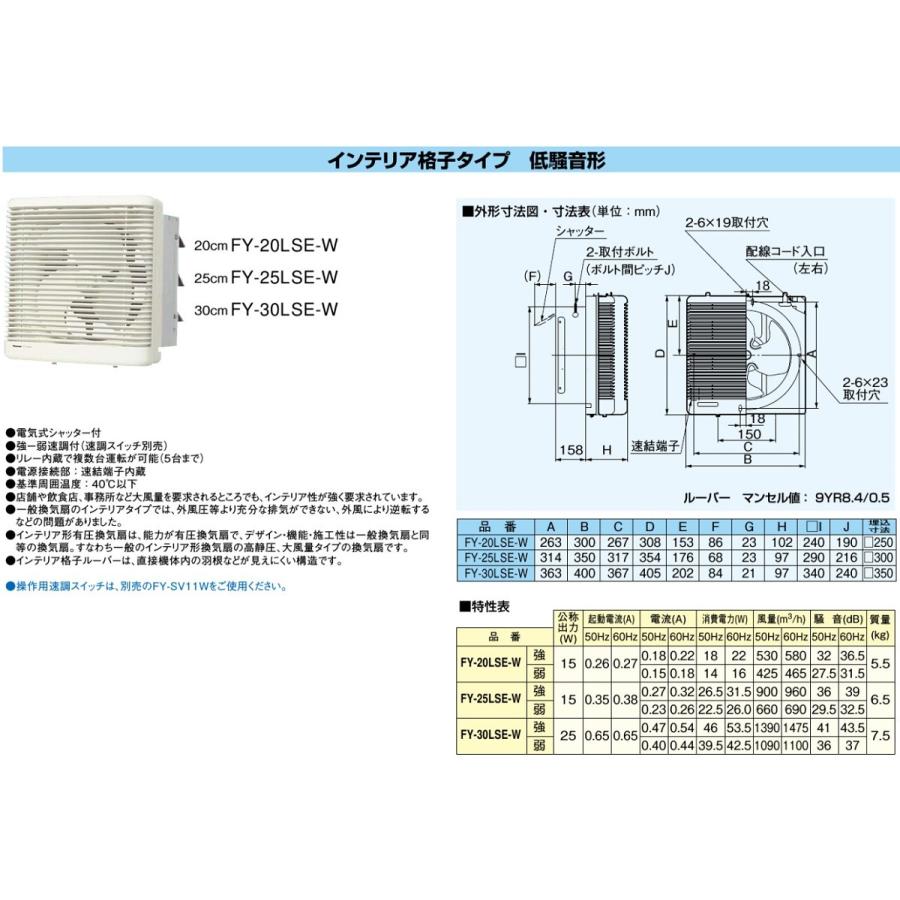 Panasonic（パナソニック） 有圧 換気扇 FY-20LSE-W 羽20cm/埋込25cm