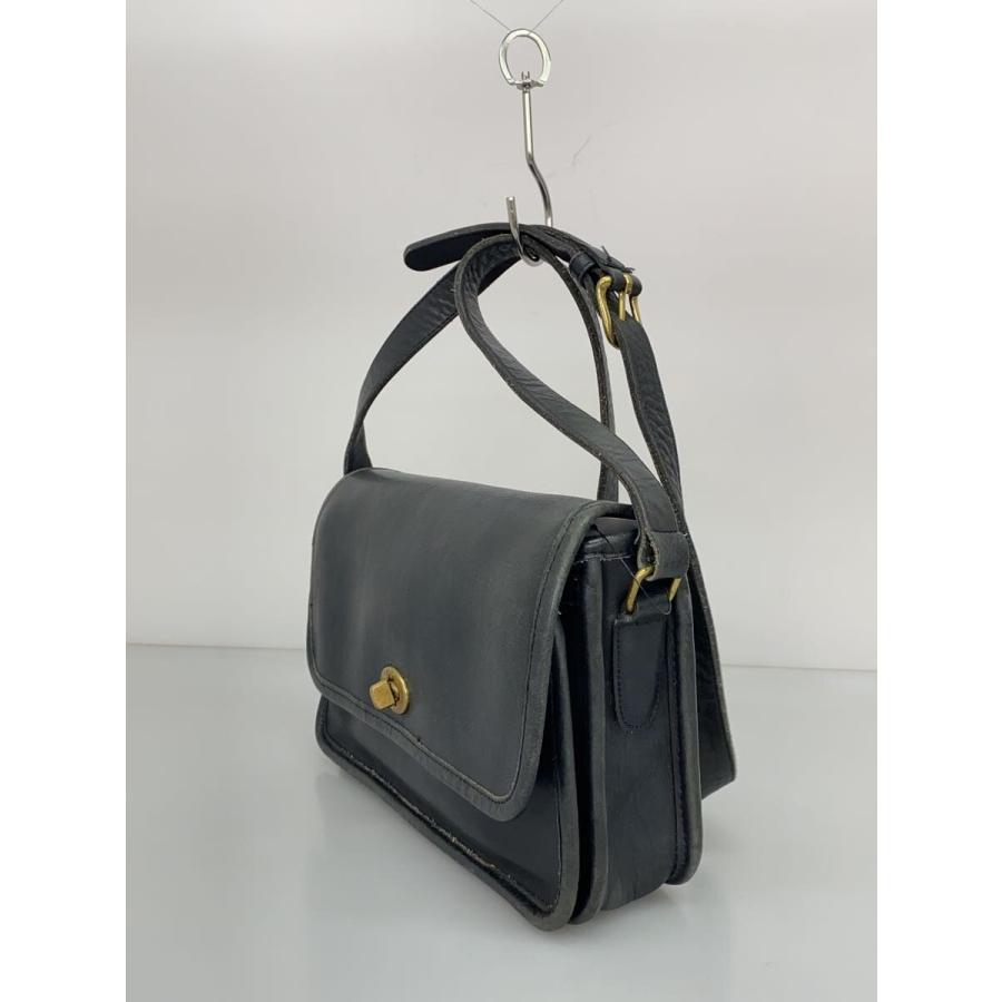 COACH◇オールドコーチ/ターンロックショルダーバッグ/レザー/BLK/9004