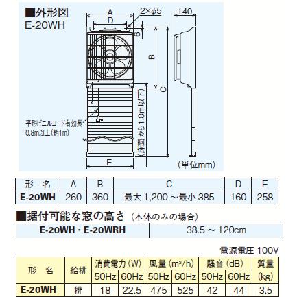 窓用換気扇 排気形 20センチ 三菱 E-20WH2 : スイスイマート - 通販