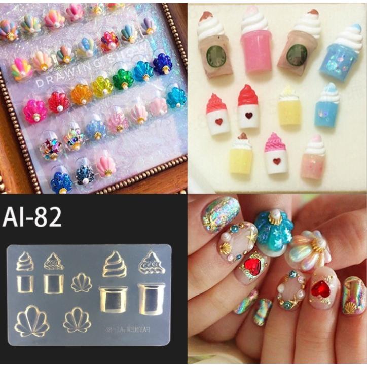 ネイル ツール パーツ シリコンモールド アイスクリーム 貝殻 ソフト