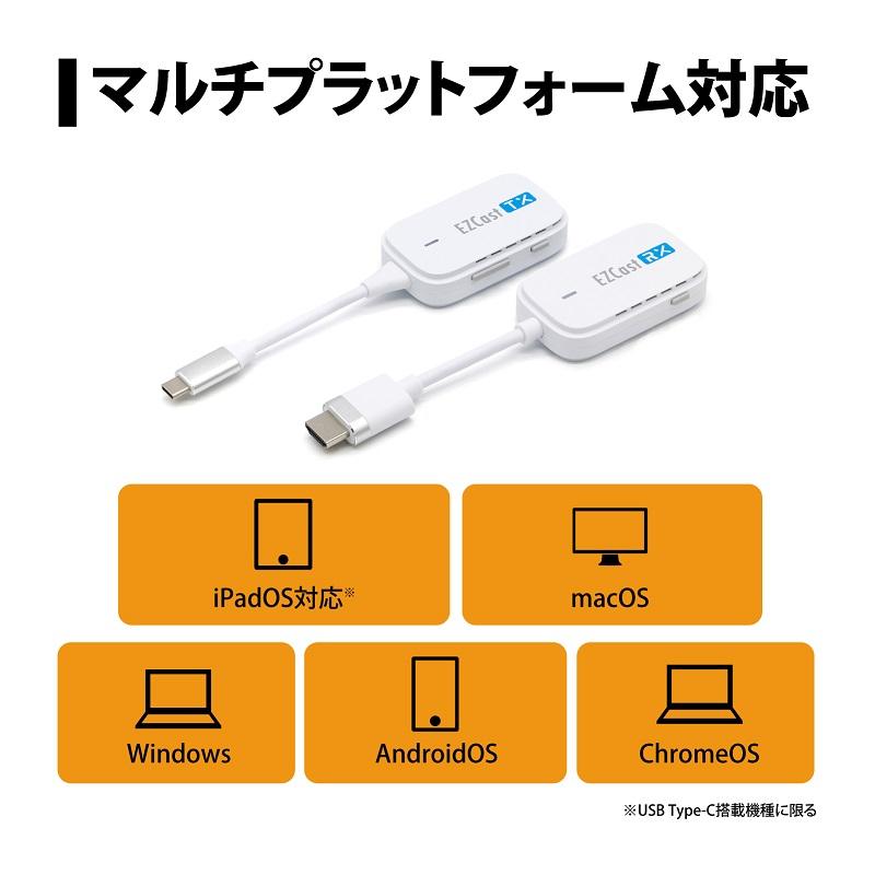 EzCast Pocket ワイヤレスプレゼンテーション USB-C to HDMI接続 1対1