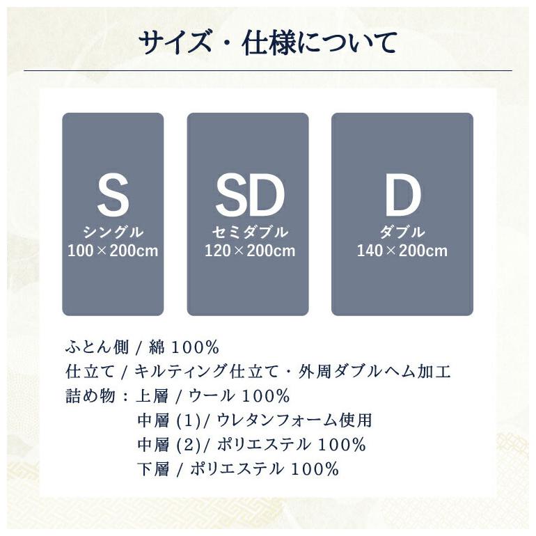至福の眠り 丸八真綿 4層 羊毛 敷き布団 シングル 日本製 マルハチ
