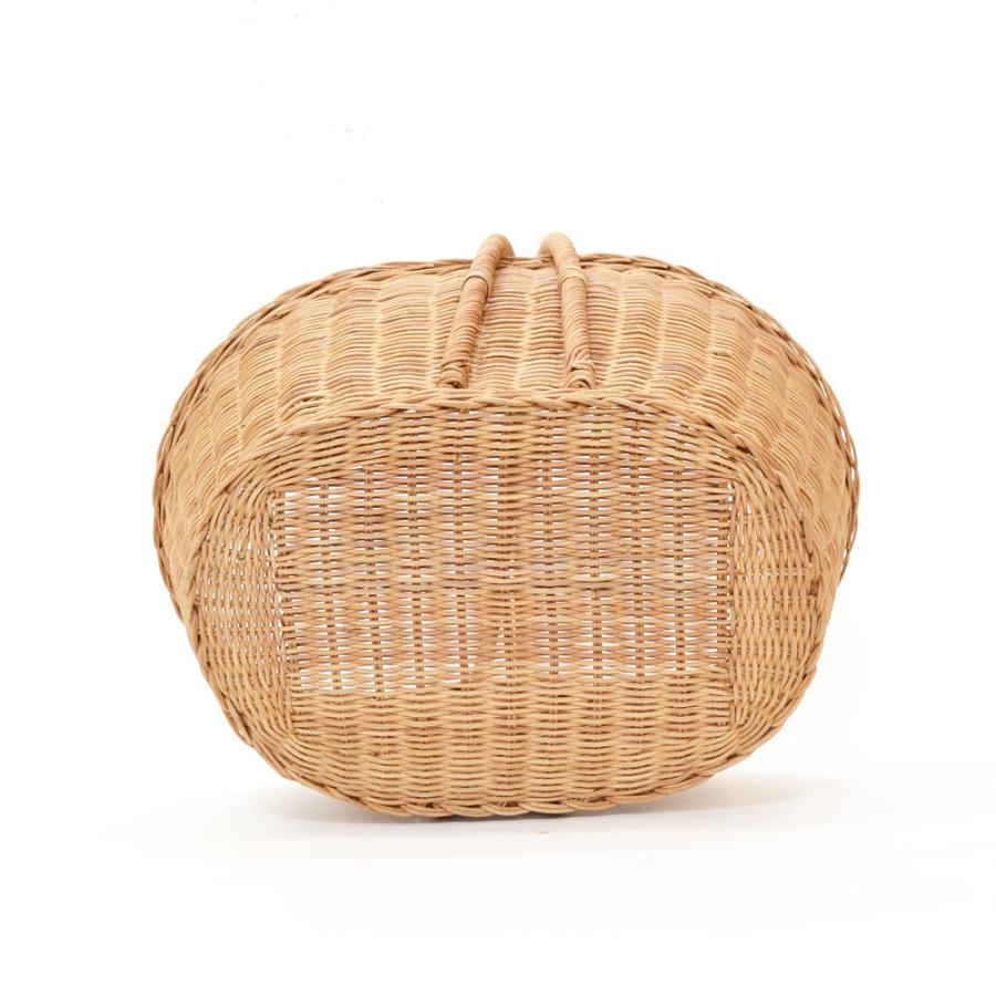 ラタン製かごバッグ 山型 L ピクニックバスケット 三角 籠 : ラタン