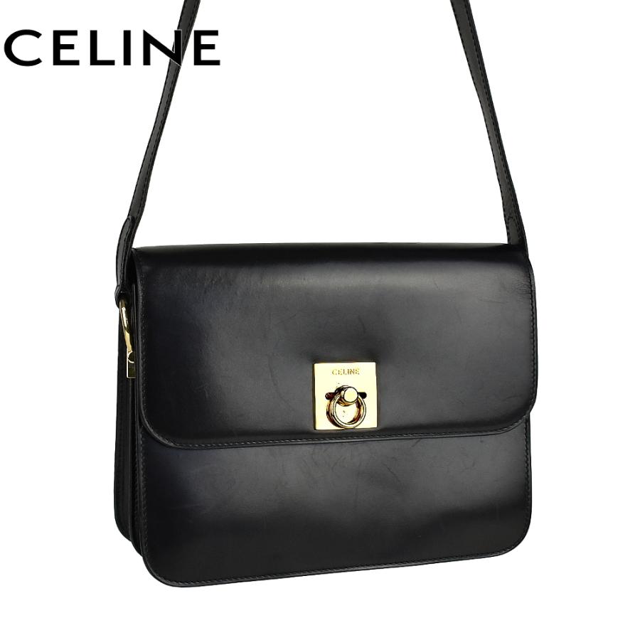 CELINE セリーヌ ガンチーニ レザー ショルダーバッグ ゴールド金具