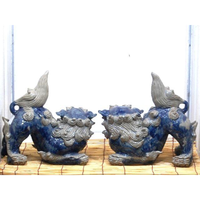 小橋川 昇 手捻り胴青這型獅子（93）＠小橋川陶器 沖縄 置きもの