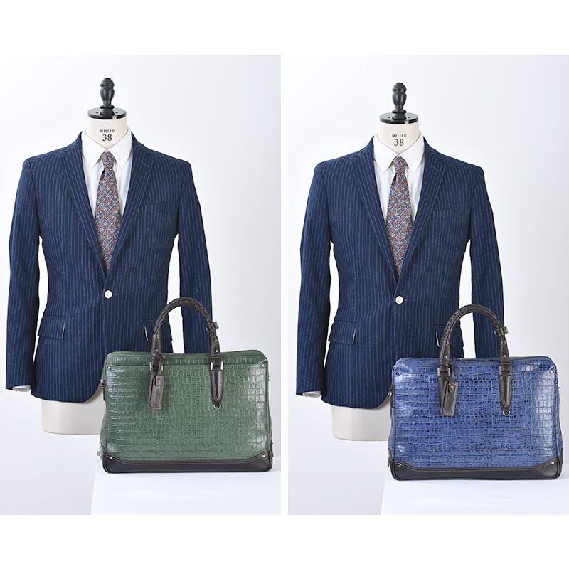 ビジネスバッグ おしゃれ 本革 メンズ Kiefer neu クロコ型押しレザー