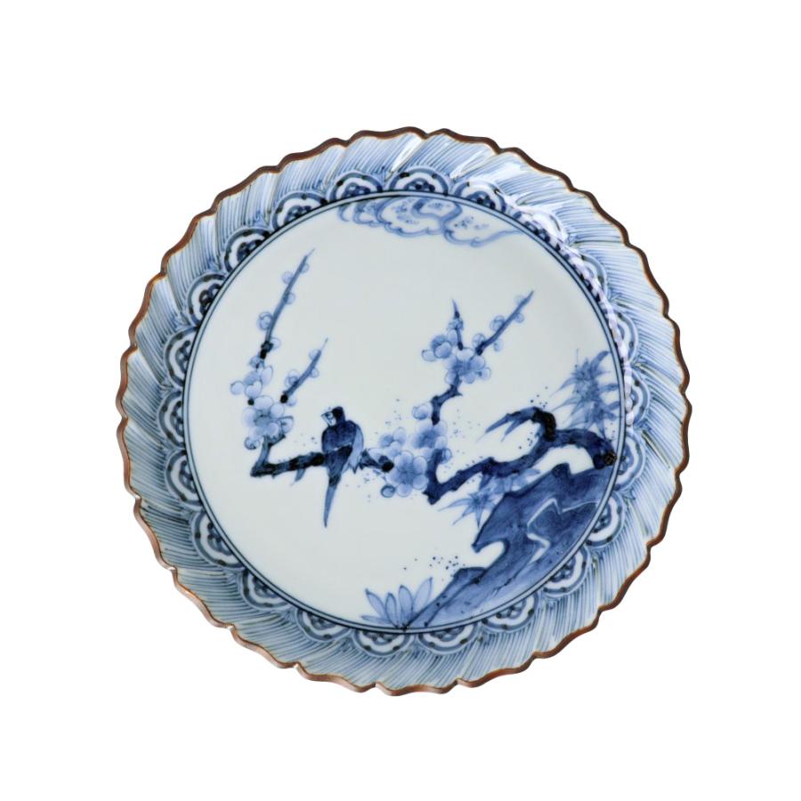九谷焼 取皿揃 藍九谷梅鳥図 / 山本長左 ｜ 皿 中皿 17cm 5枚セット