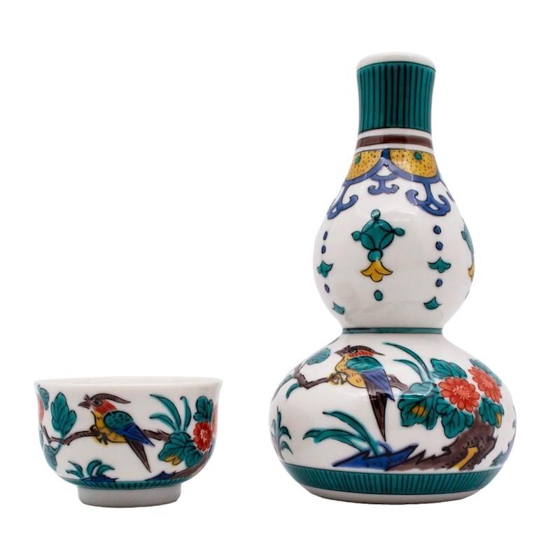 九谷焼 酒器 セット 日本酒 古九谷風花鳥 徳利 おちょこ 晩酌セット