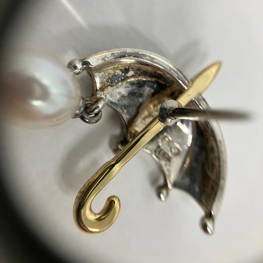 MIKIMOTO（ミキモト） ピンブローチ パール 傘モチーフ シルバー