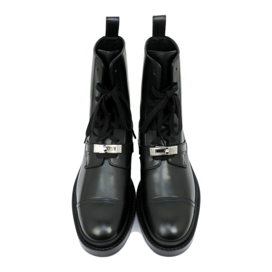 名東】エルメス ブーツ ファンク 38 BK 黒 SV金具 ケリーバックル