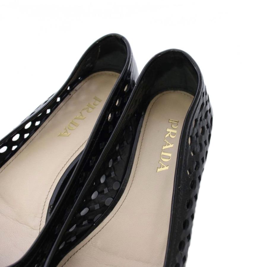 PRADA（プラダ） バレエシューズ フラットシューズ エナメル リボン 35