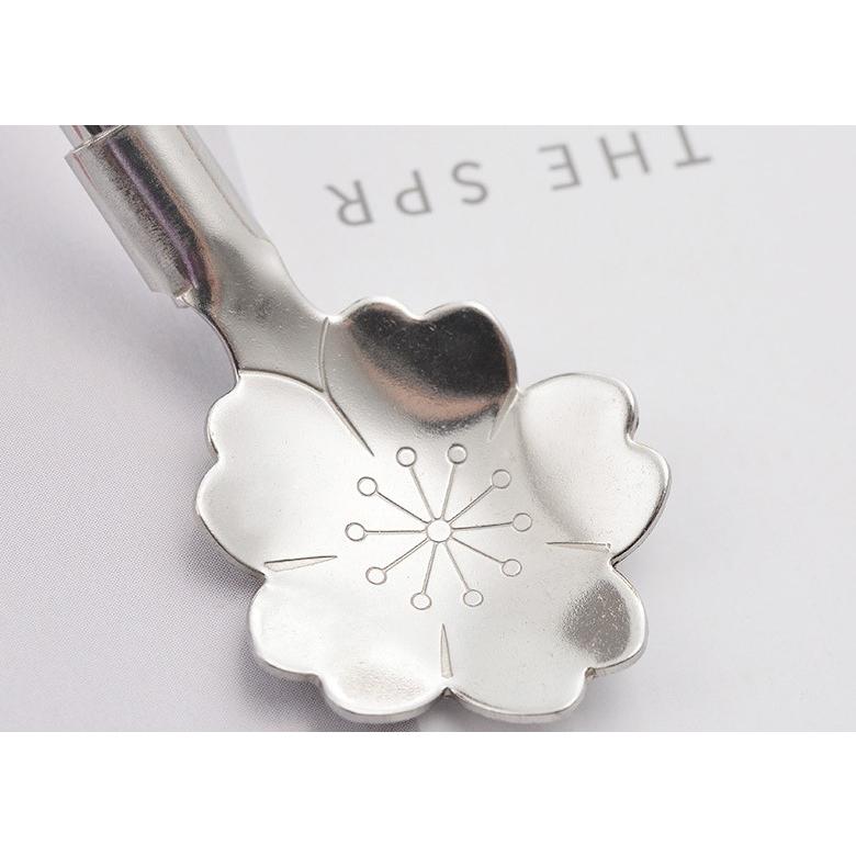 ステンレスストロー スプーンつき 桜柄 シルバー ゴールド ローズ