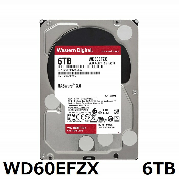 Western Digital WD60EFZX ［WD Red Plus 6TB 5640rpm 128MBキャッシュ