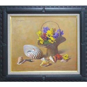 絵画 油絵 田浦信勝 肉筆油絵 静物画 花とくだもの F10 : アートフジ