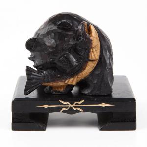 木彫り民芸品 TROUT コートハンガー イトウ 魚 釣り 手彫り アイヌ