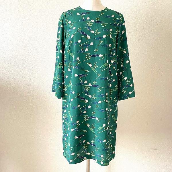 anc マンナイン mannine ワンピース S 緑系 イラスト柄 レディース