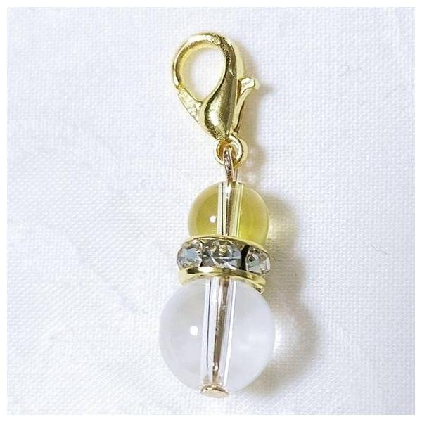 水晶8mm シトリン6mm 天然石 パワーストーン バッグチャーム