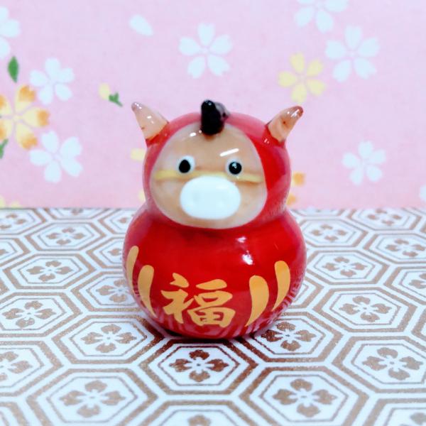 ガラス細工 12支だるま 午 ミニチュア 雑貨 置物 小物 干支 ダルマ