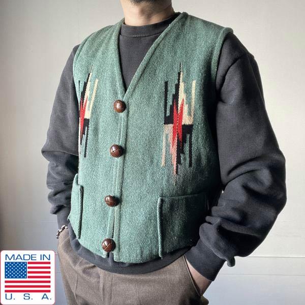 60s USA製 ORTEGA'S オルテガ チマヨ ベスト 42 グリーン系 赤タグ XL