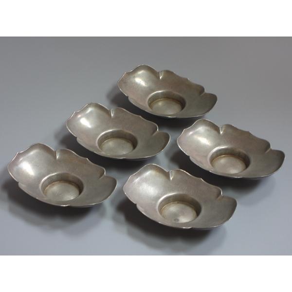 唐物古錫 菱花式茶托「趙昆玉」在銘 五客揃 中国古玩 : 茶道具商 越中