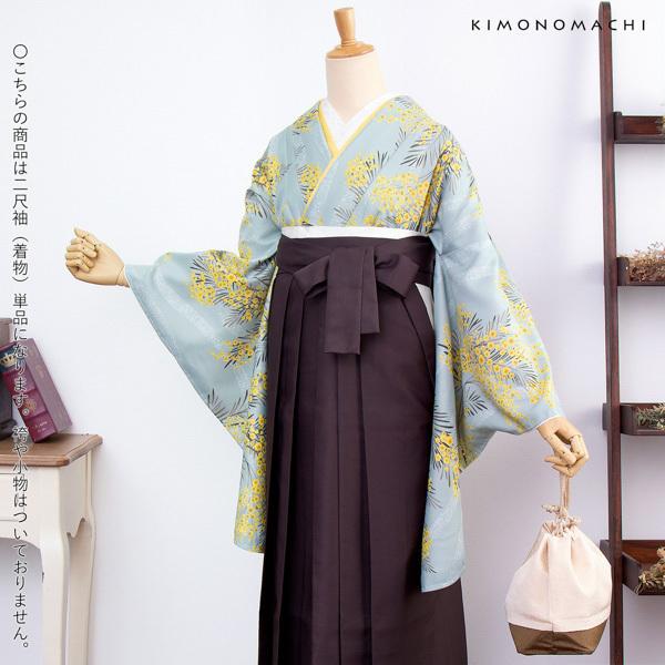 KIMONOMACHI 二尺袖着物 単品 「ミモザに立涌 錆青磁色」 KIMONOMACHI