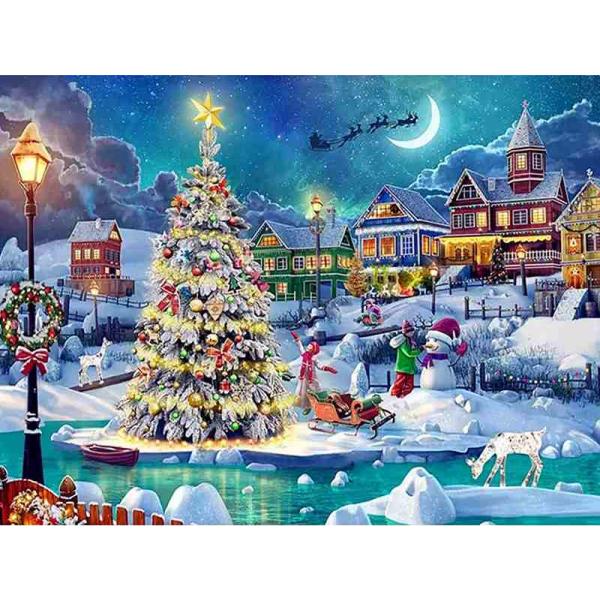 ダイヤモンドアート キット 四角ビーズ 上級者 クリスマス イブ 40×50