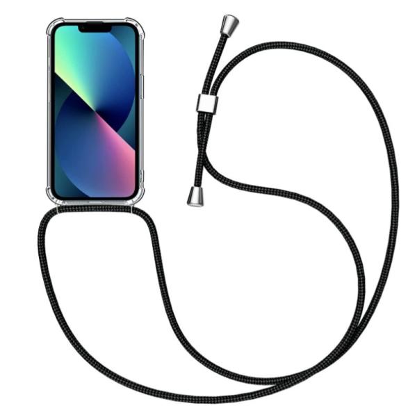 ブラック 黒 Apple iPhone 13 ケース 6.1インチ ストラップ シリコン