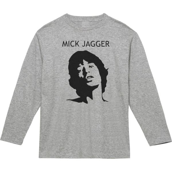 ミック•ジャガー風の黒 長袖Tシャツ Lサイズ ミック•ジャガー風の黒