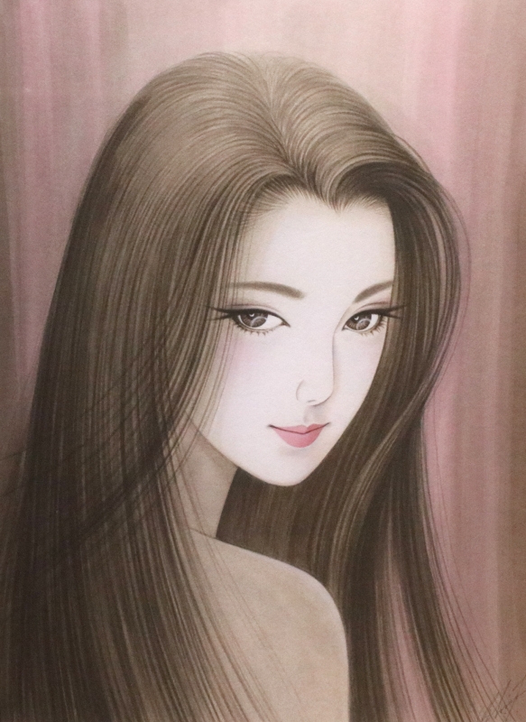 鶴田 一郎 エクスタシー 希少 レア 美人画 ノエビア パズル 完成品 額付