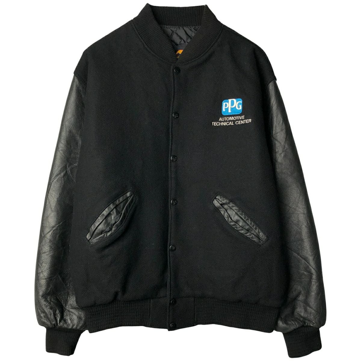 古着 90年代 GAME Sportswear 中綿入り 袖革ウールボタンスタジャン