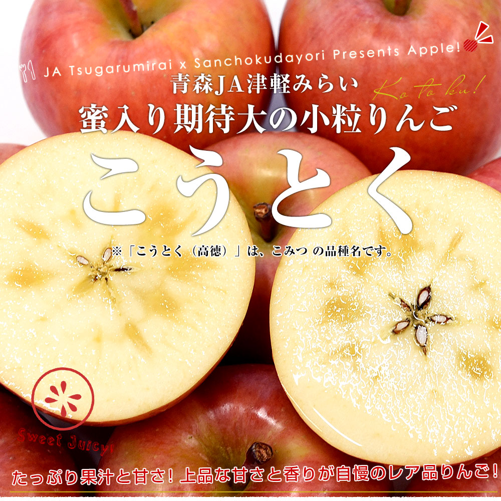 青森産 JA津軽みらい こうとく（高徳） 約1.8キロ (8玉から9玉) 送料