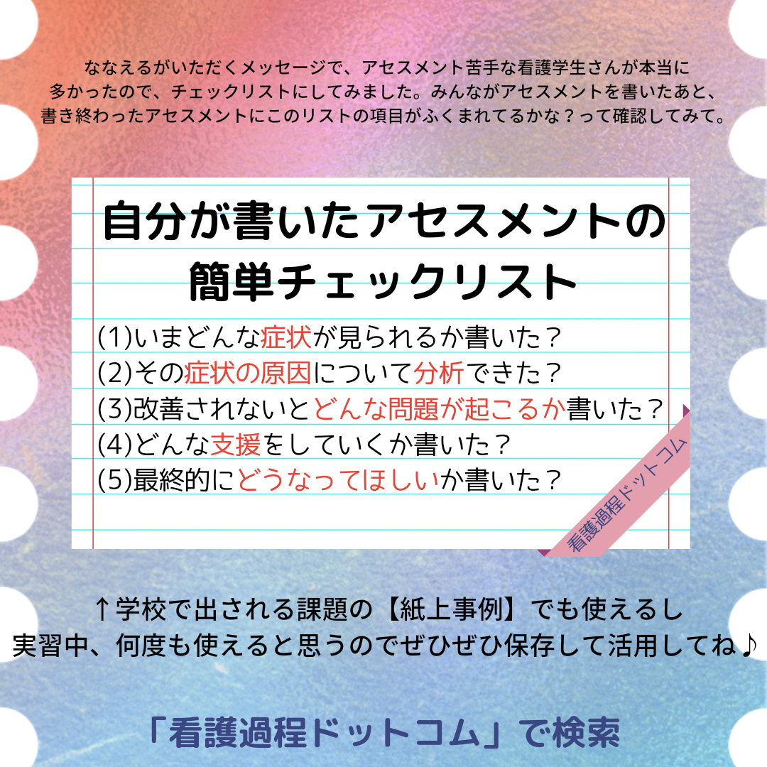 例文あり】看護過程のアセスメントが簡単に書ける方法 | 看護過程