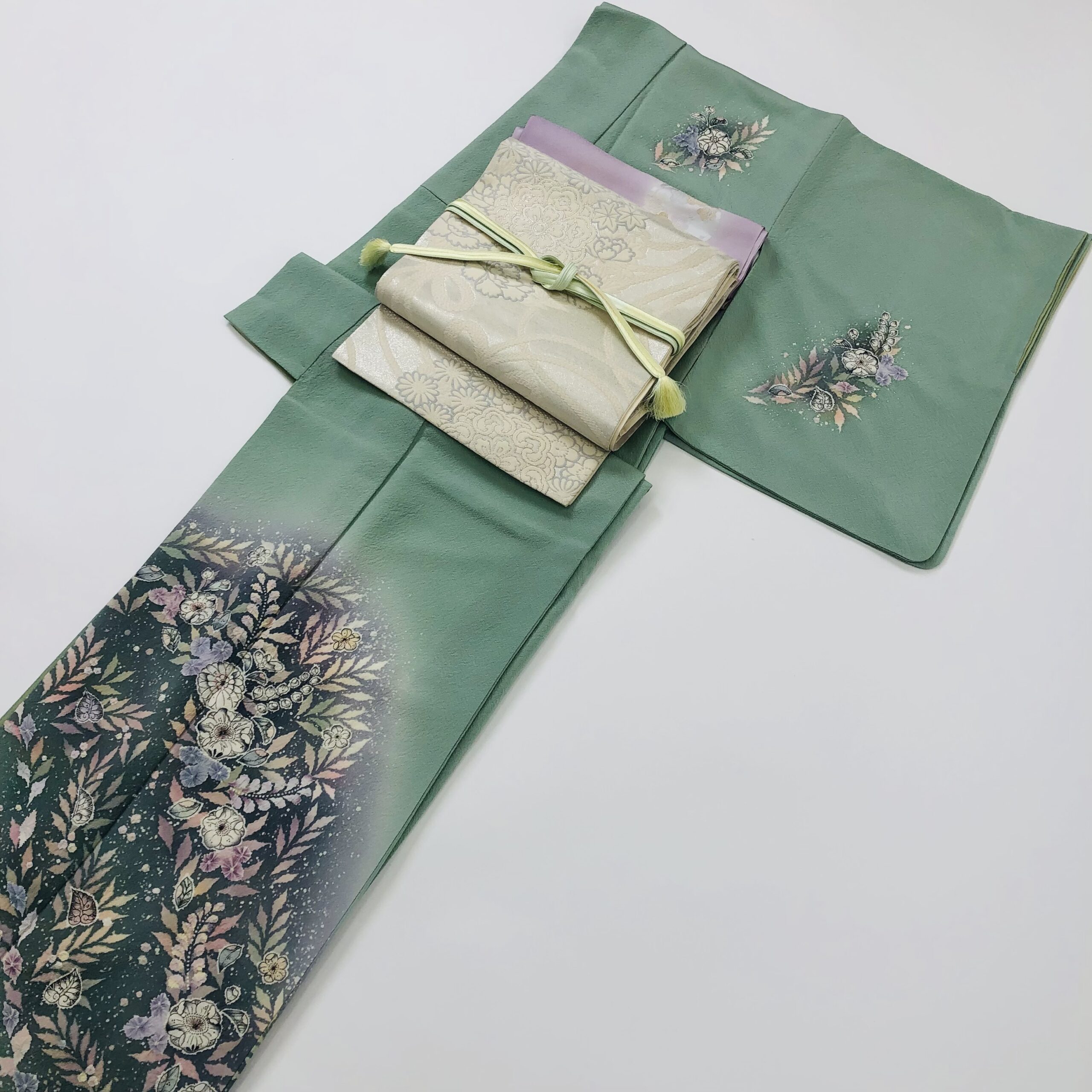 京友禅 辻が花文様 訪問着/千草色 | 着物サブスクkirara