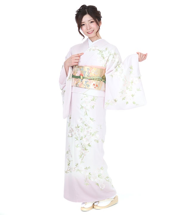 訪問着レンタル｜刺繍淡桃に花柄総刺繍｜H0141｜L｜宅配着物レンタル