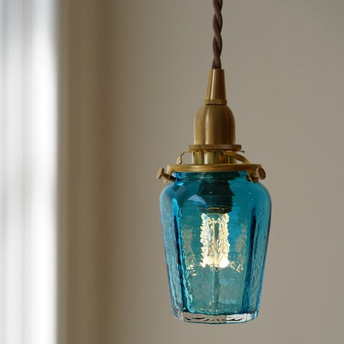 安土草多 ペンダントライト 照明 吹きガラス 八角瓶（クラック