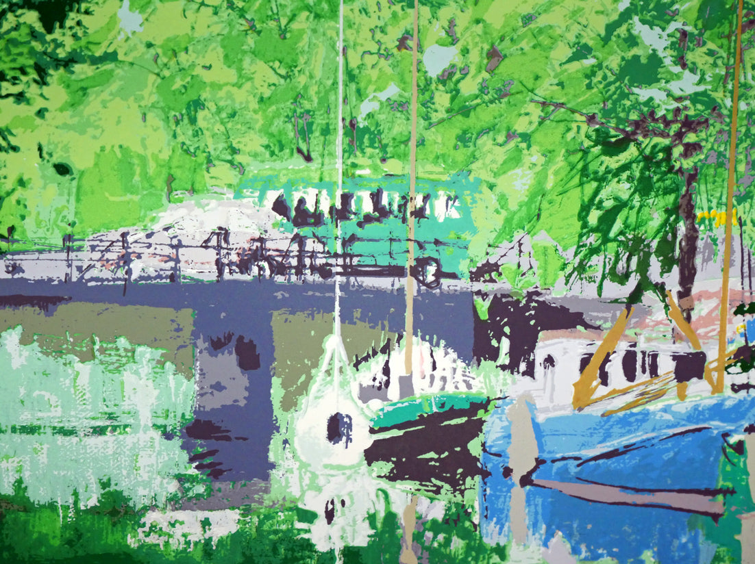 小田切訓「西教会のある運河（オランダ）」シルクスクリーン版画 絵画