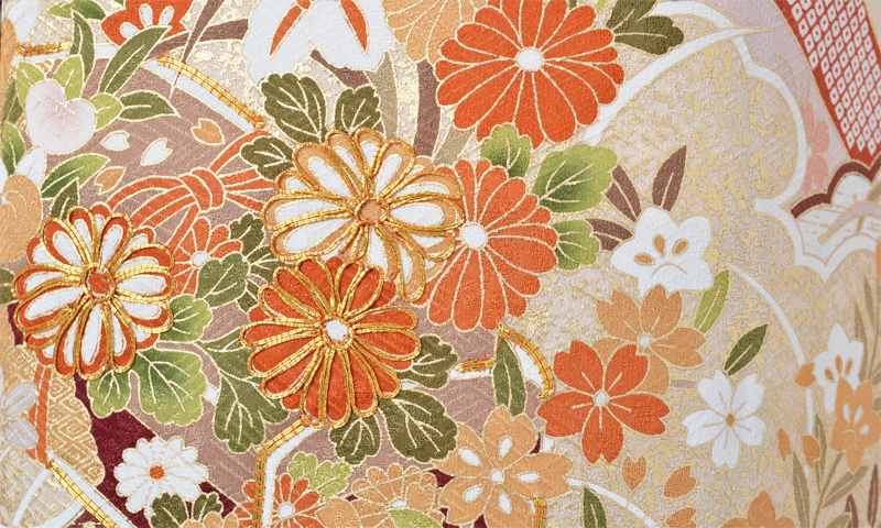 訪問着「黒地雲取り鹿の子絞り模様」｜着物レンタルあき (来店着付け